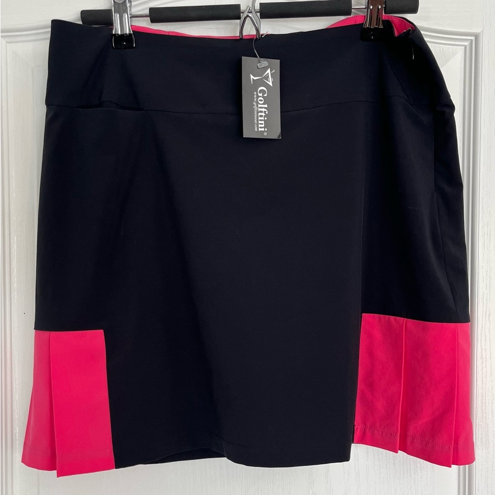 NWT Golftini Women's Black and Pink Ruffle Skirt with Bike shorts Sz 4